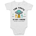 The Truth Is Out There, Alien UFO - Baby Bodysuit White Baby Bodysuit Printed In Australia