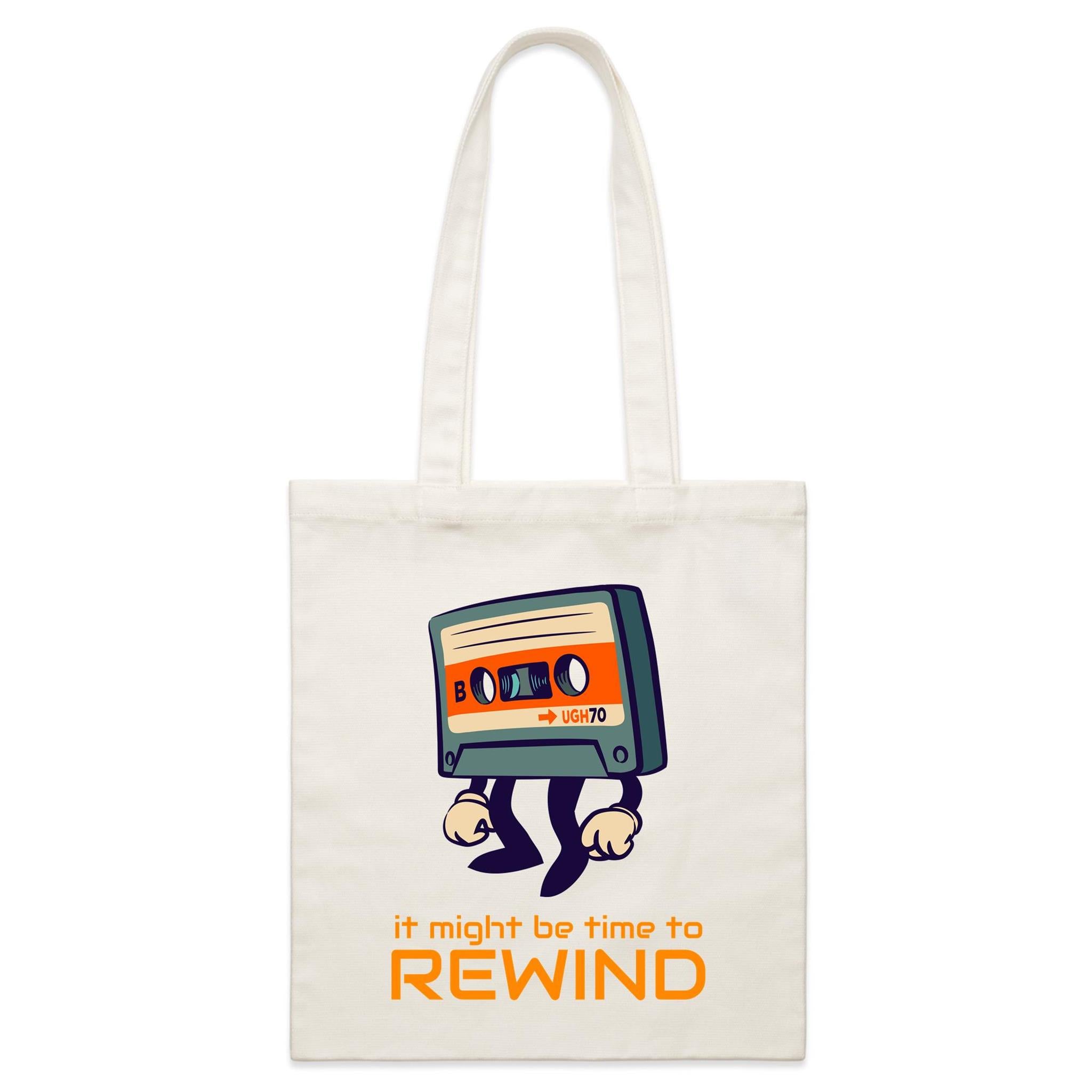 It Might Be Time To Rewind, Cassette Tape - Parcel Canvas Tote Bag Default Title Small Tote Bag Music Printed In Australia Retro