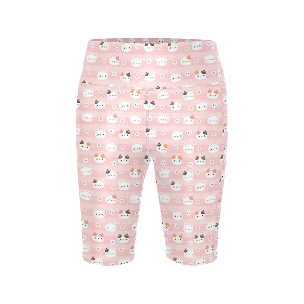 Pink Cats Women's Bike Shorts With Side Pockets