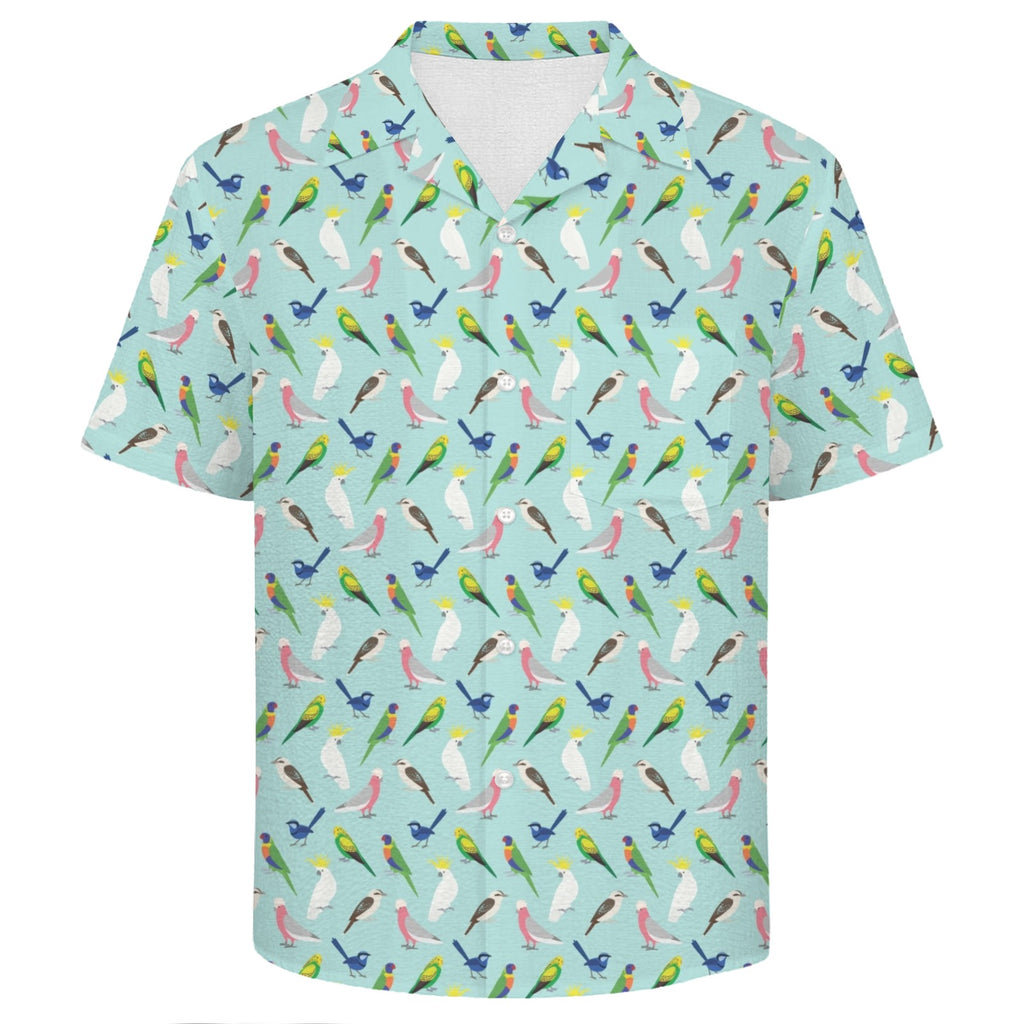Australian Birds Men's Crinkle Hawaiian Shirt