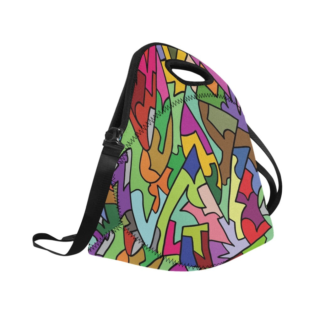 Bright Abstract - Neoprene Lunch Bag Neoprene Lunch Bag Printed Offshore