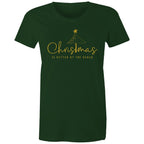 Christmas Is Better At The Beach - Womens T-shirt Forest Green Womens Christmas T-shirt Christmas Printed In Australia