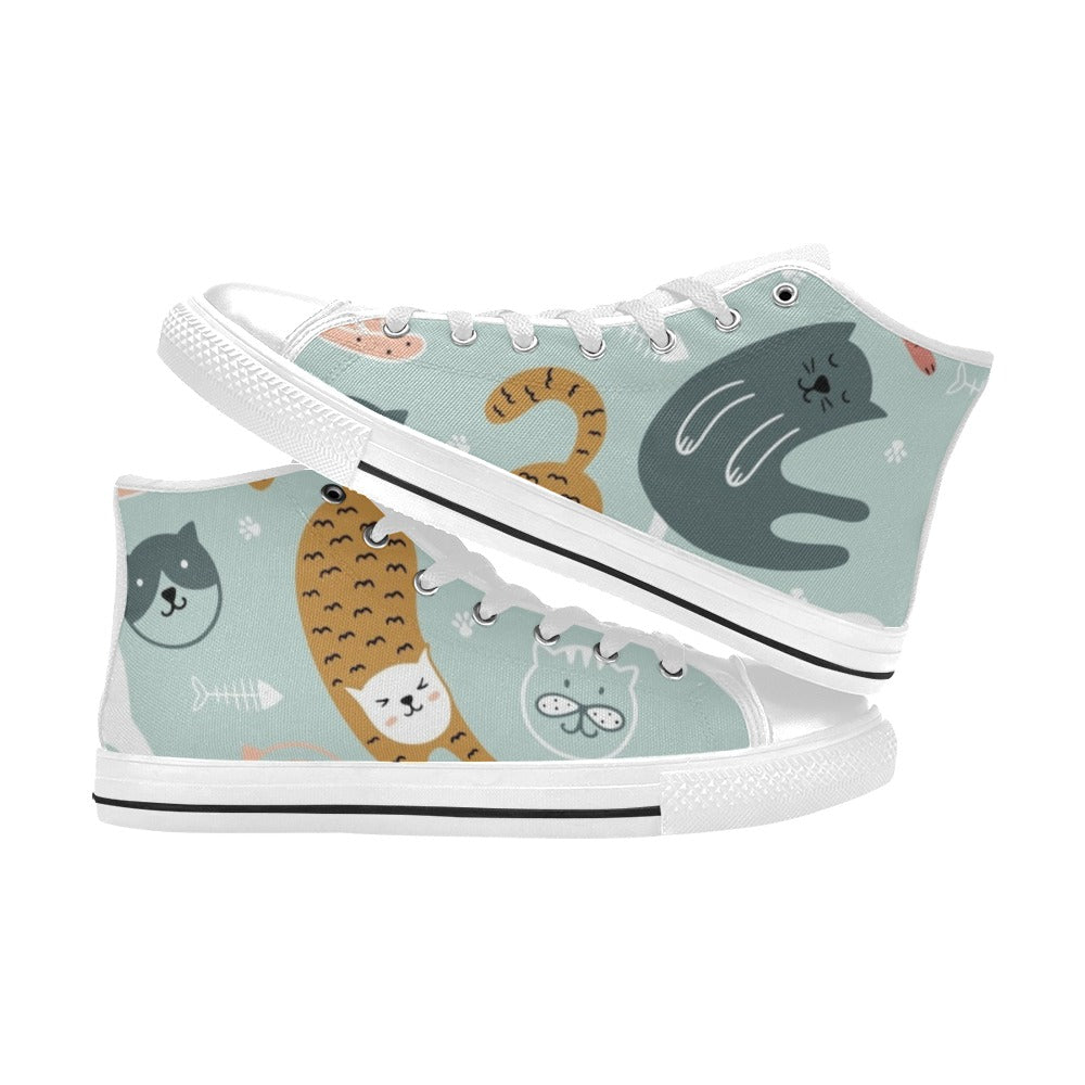 Cat Stretch - Kids High Top Canvas Shoes