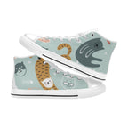 Cat Stretch - Kids High Top Canvas Shoes