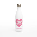 I Teach Sweet Hearts - White 17oz Stainless Steel Water Bottle Default Title Personalised Water Bottle customise Globally Fulfilled personalise Teacher