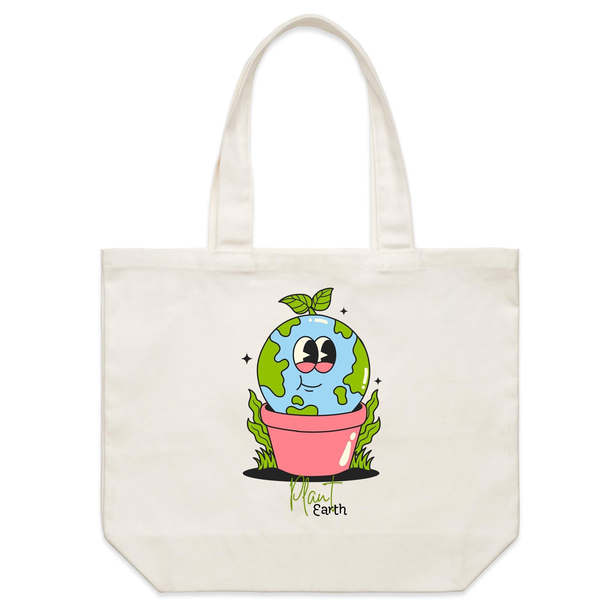 Plant Earth - Shoulder Canvas Tote Bag Default Title Large Tote Bag Environment Printed In Australia