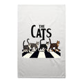 The Cats, Fab Four Crossing The Road AS Colour Tea Towel White One Size Tea Towel animal Music Printed In Australia