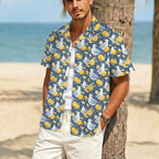 Lemon Seagull Men's Crinkle Hawaiian Shirt