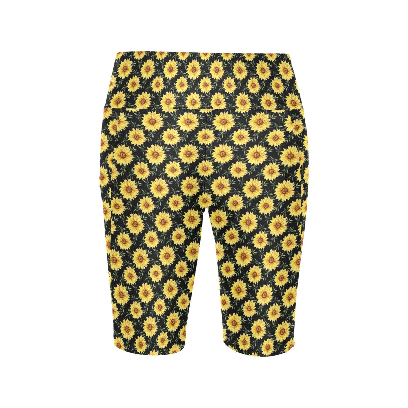 Painted Sunflower Women's Bike Shorts With Side Pockets