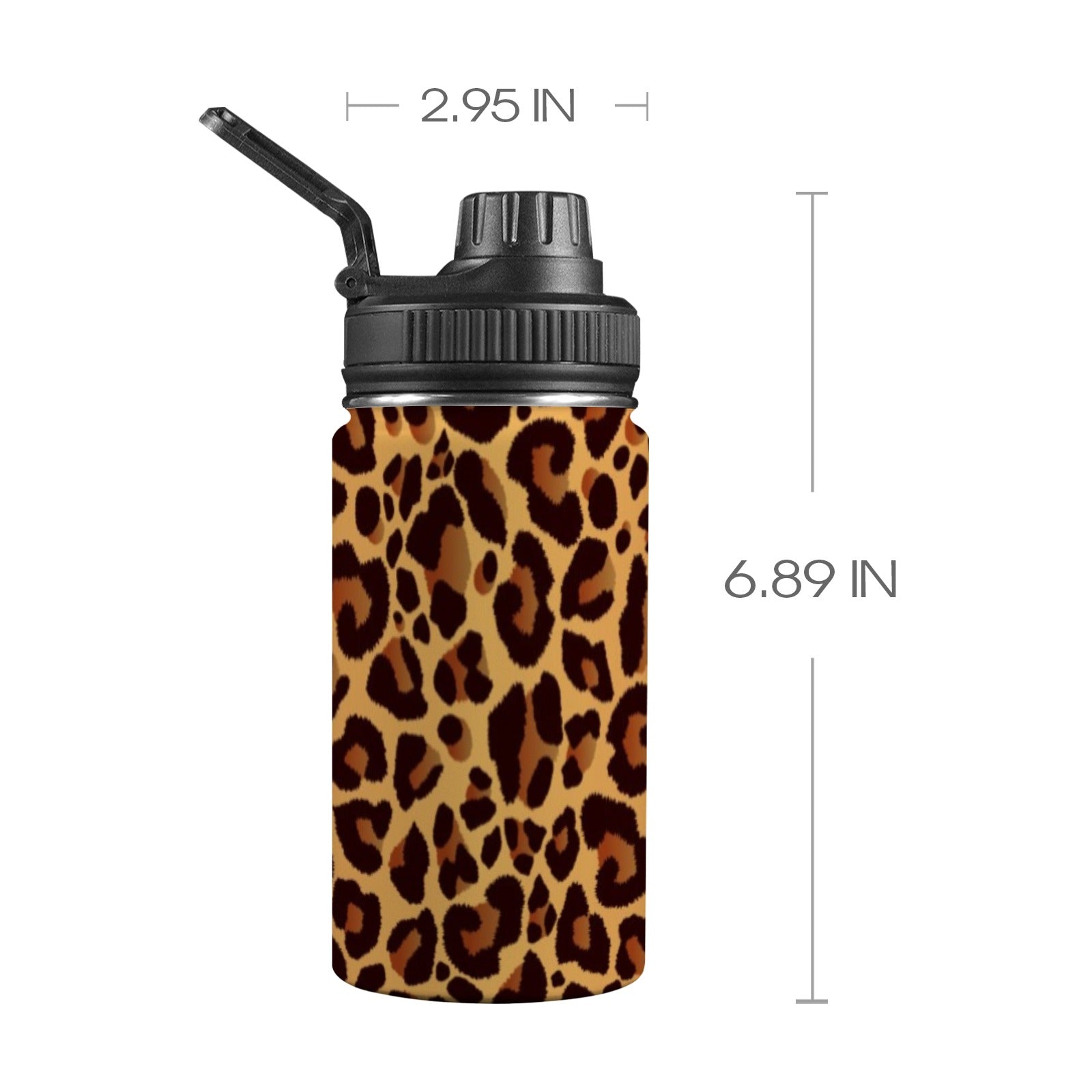 Leopard Print Kids Water Bottle with Chug Lid (12 oz) One Size Kids Water Bottle with Chug Lid animal Printed Offshore