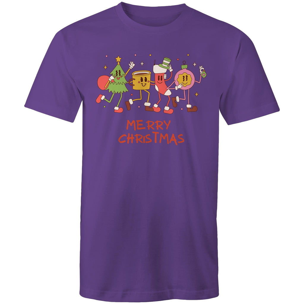 Crazy Christmas Characters - Mens T-Shirt Purple Mens Christmas T-shirt Christmas Printed In Australia
