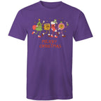 Crazy Christmas Characters - Mens T-Shirt Purple Mens Christmas T-shirt Christmas Printed In Australia