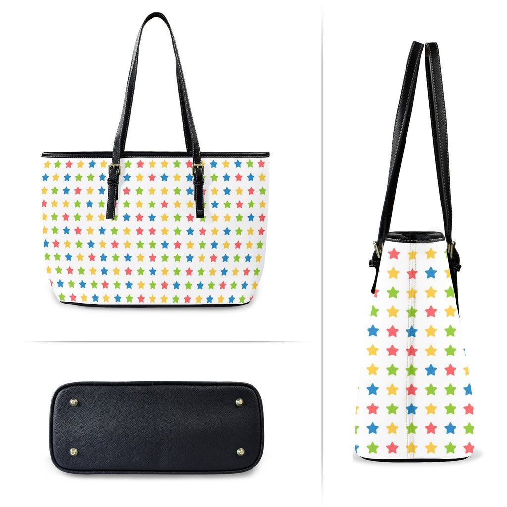 Stars - Leather Tote Bag-Large