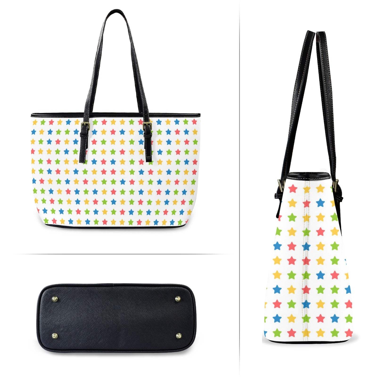 Stars - Leather Tote Bag-Large