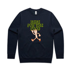 Here For The Food - AS Colour Stencil Crew Navy Sweatshirt Food Printed In Australia