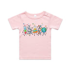 Science Characters AS Colour Baby T-shirt Pink Baby T-shirt Printed In Australia Science