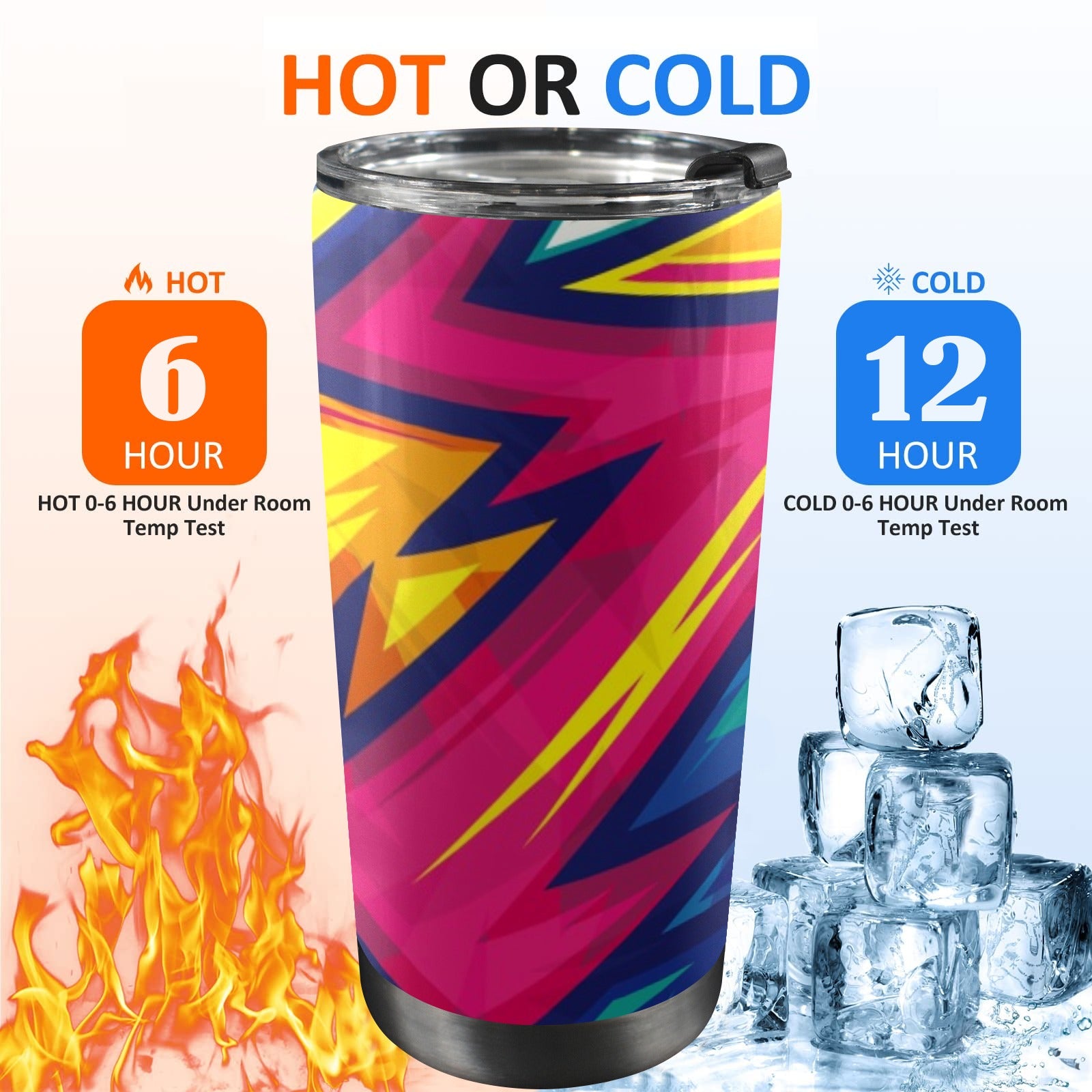 Abstract Bright - 20oz Mobile Tumbler with Lid (Black Lock) 20oz Travel Mug Printed Offshore