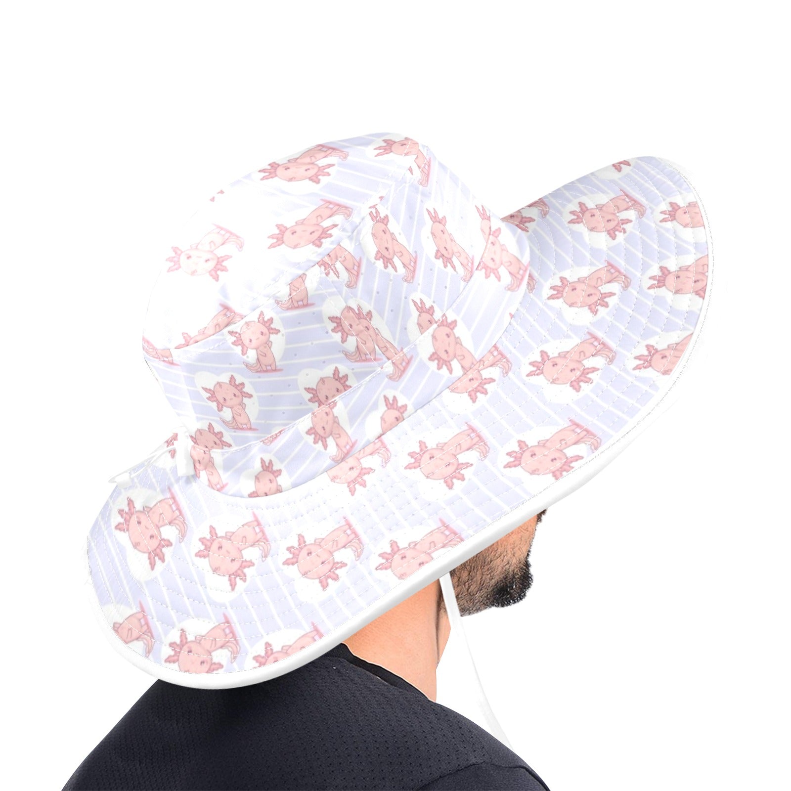 Axolotl Love Wide Brim Bucket Hat Wide Brim Bucket Hat animal Printed Offshore
