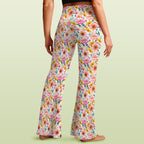 Bright And Colourful Flowers High Waist Crossover Tummy Control Flare Leggings