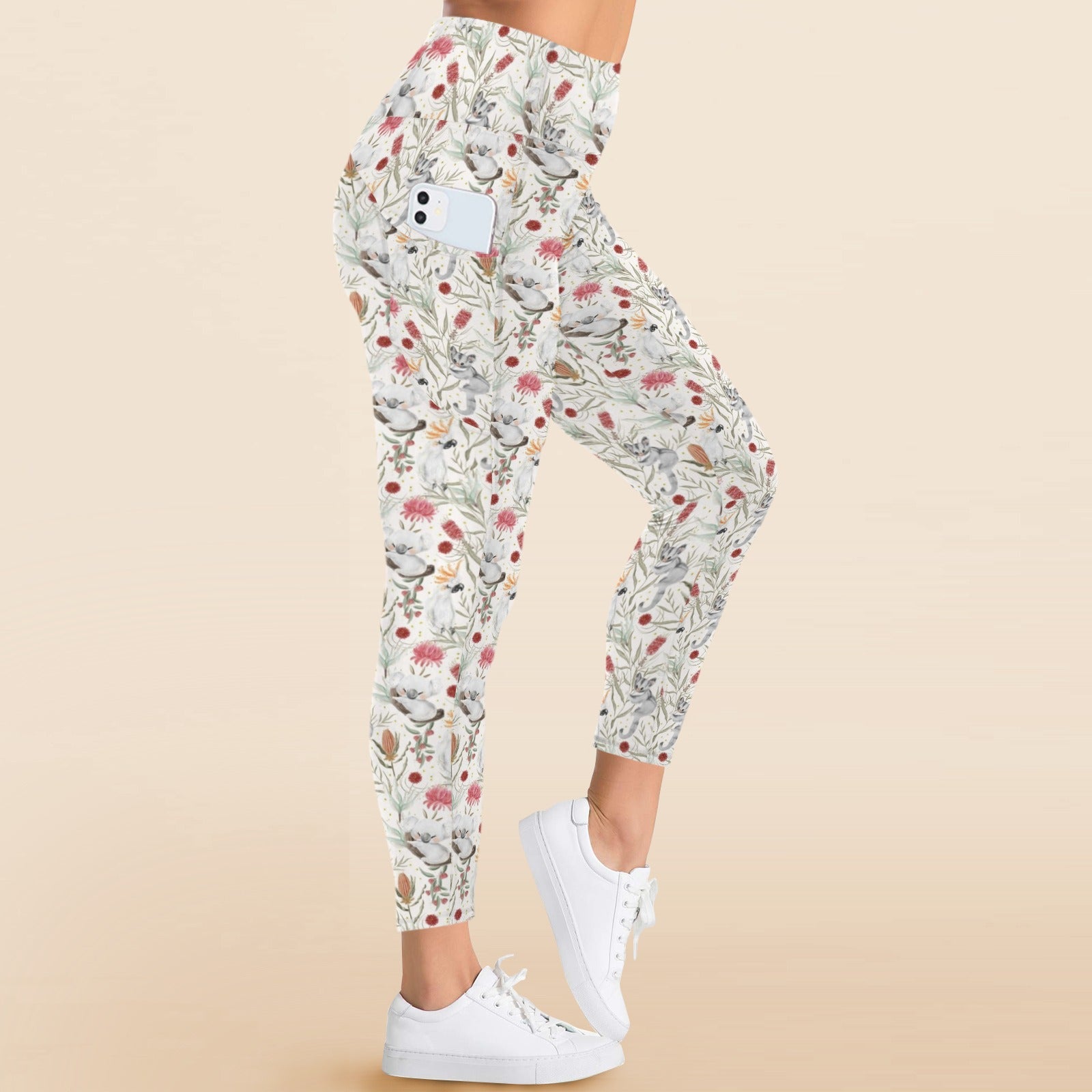 Australian Plants And Animals Women's High Waist Pockets Yoga Leggings