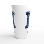 Blue Denim Initial - White Latte 17oz Ceramic Mug Personalised Latte Mug customise Globally Fulfilled Initial Name personalise