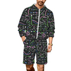 Equations In Green And Pink Men's Lightweight Sun Hoodie & Shorts Set 4XL Men's Lightweight Sun Hoodie & Shorts Maths Printed Offshore