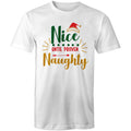 Nice Until Proven Naughty, Christmas - Mens T-Shirt White Mens Christmas T-shirt Christmas Printed In Australia