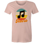 Retro Music - Womens T-shirt Pale Pink Womens T-shirt Music Printed In Australia Retro