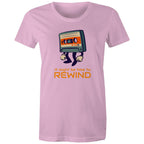 Cassette Tape, It Might Be Time To Rewind - Womens T-shirt Pink Womens T-shirt Music Printed In Australia Retro