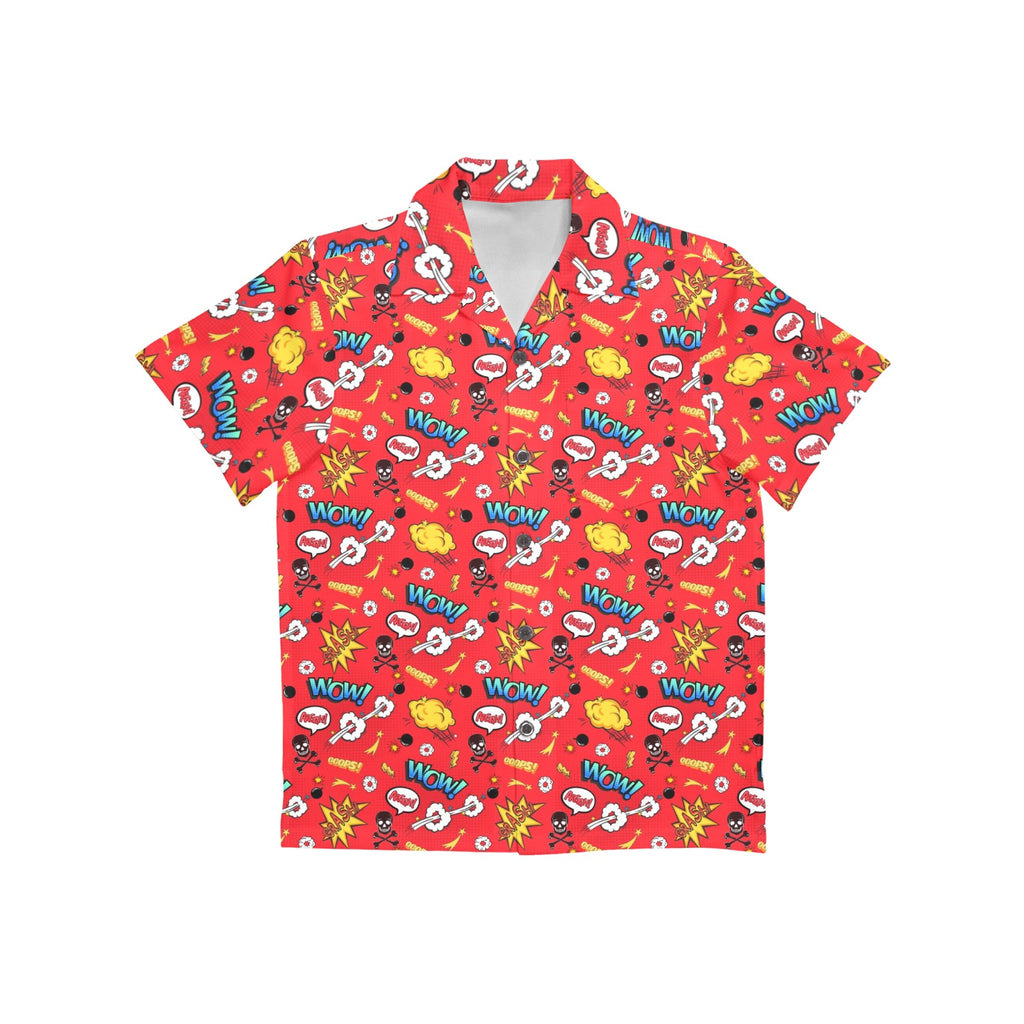Comic Book Red - Junior Kids Hawaiian Shirt