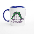 Personalised - Statasaurus - White 11oz Ceramic Mug with Colour Inside Ceramic Blue Personalised 11oz Mug animal customise Globally Fulfilled Maths personalise Science