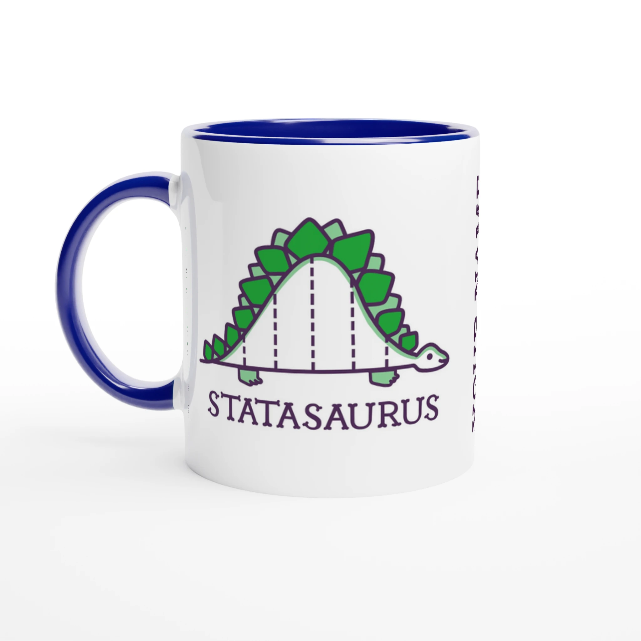 Personalised - Statasaurus - White 11oz Ceramic Mug with Colour Inside Ceramic Blue Personalised 11oz Mug animal customise Globally Fulfilled Maths personalise Science