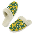 Happy Bananas Men's Fur Trim Thick-Sole Indoor Slippers 2XL Men's Fur Trimmed Slippers Food Printed Offshore