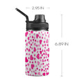 Pink Hearts On White - Kids Water Bottle with Chug Lid (12 oz) One Size Kids Water Bottle with Chug Lid Love Printed Offshore