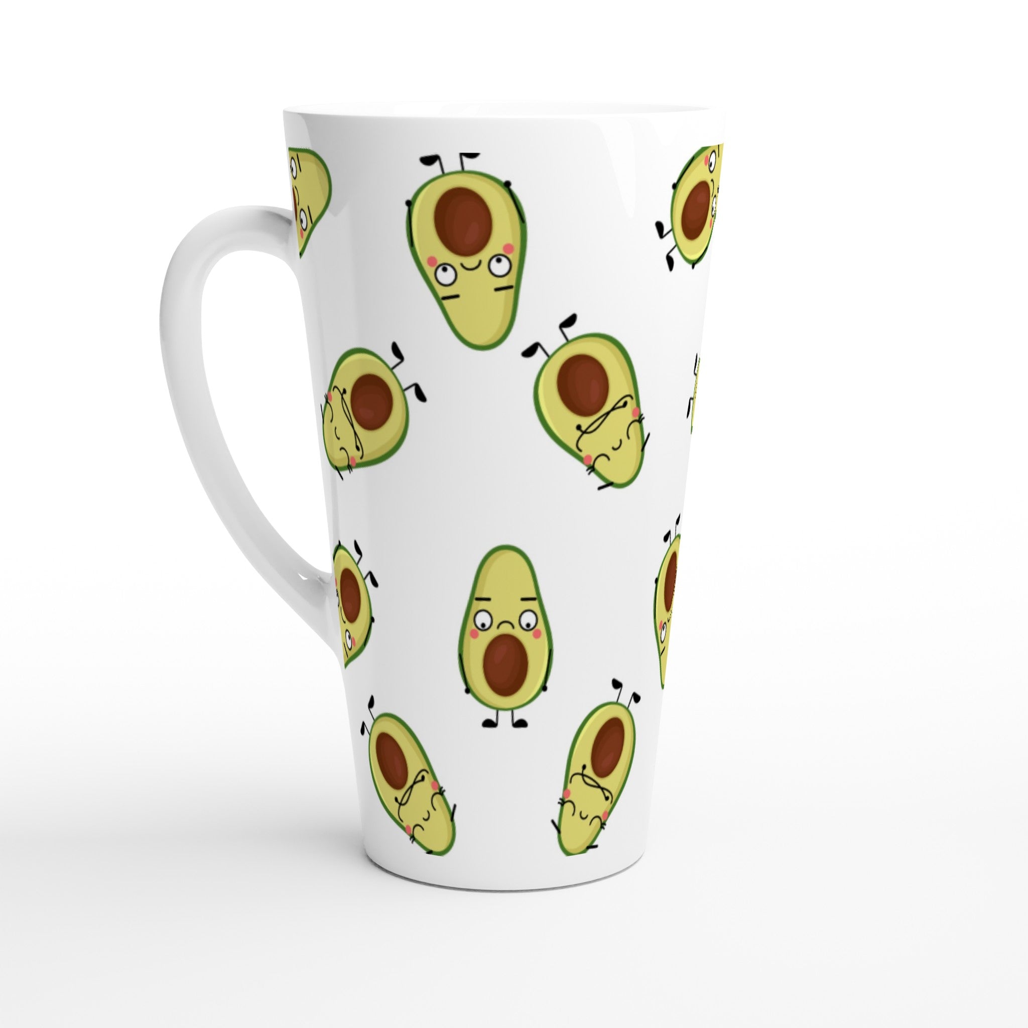 Avocado Characters - White Latte 17oz Ceramic Mug Default Title Latte Mug food Globally Fulfilled