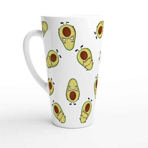 Avocado Characters - White Latte 17oz Ceramic Mug Default Title Latte Mug food Globally Fulfilled