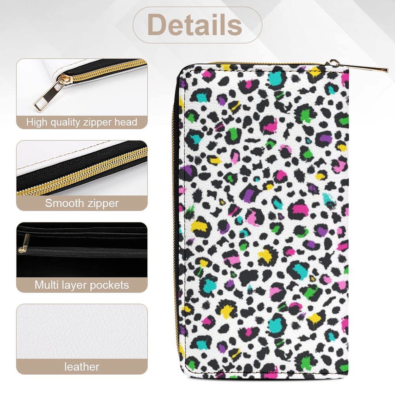 Leopard Print In Colour -  PU Leather Wallet