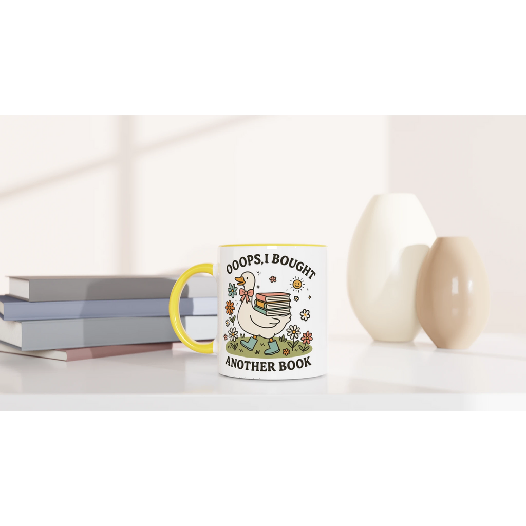 Oops, I Bought Another Book - White 11oz Ceramic Mug with Colour Inside Colour 11oz Mug animal Globally Fulfilled Reading