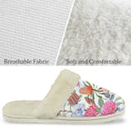 Australian Flowers Women's Fur Trim Thick-Sole Indoor Slippers Women's Fur Trimmed Slippers Plants Printed Offshore