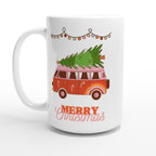 Christmas Tree On Peace Van - White 15oz Ceramic Mug Default Title Christmas 15oz Mug Christmas Globally Fulfilled