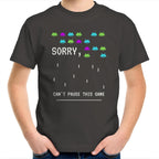 Sorry, Can't Pause This Game - Kids Youth T-Shirt Charcoal Kids Youth T-shirt Games Printed In Australia