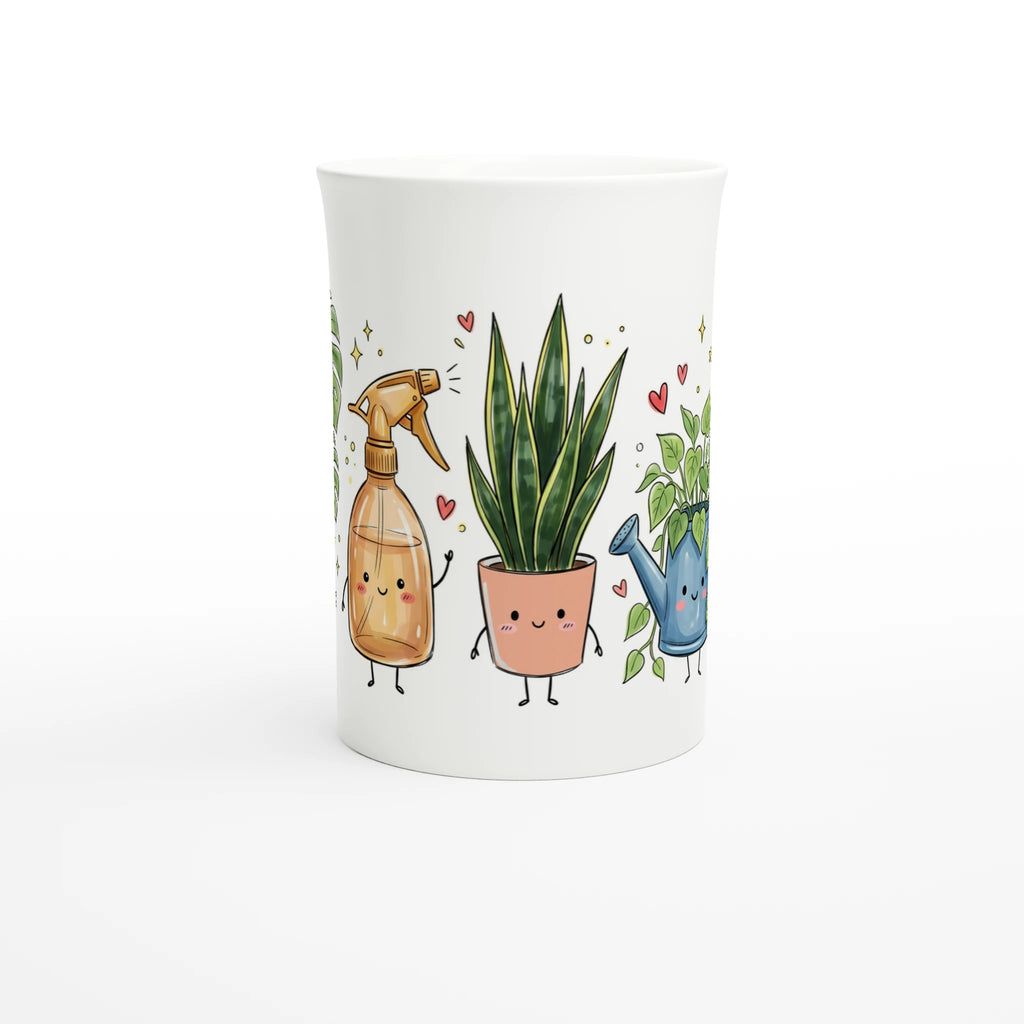 Plant Lover White 10oz Porcelain Slim Mug Porcelain Mug Globally Fulfilled Plants