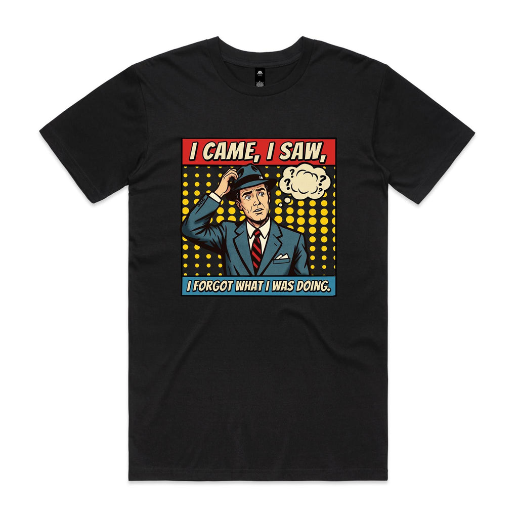 I Came, I Saw, I Forgot What I Was Doing, Retro Gentleman Men's AS Colour T-shirt Black Mens T-shirt comic Dad Printed In Australia