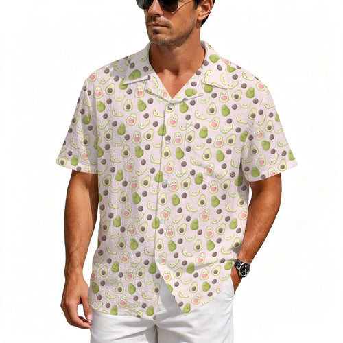 Avocado Love Men's Crinkle Hawaiian Shirt Men's Crinkle Hawaiian Shirt Food Printed Offshore