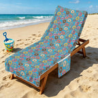 Doughnuts On Blue Beach Chair Towel Cover with Side Pockets