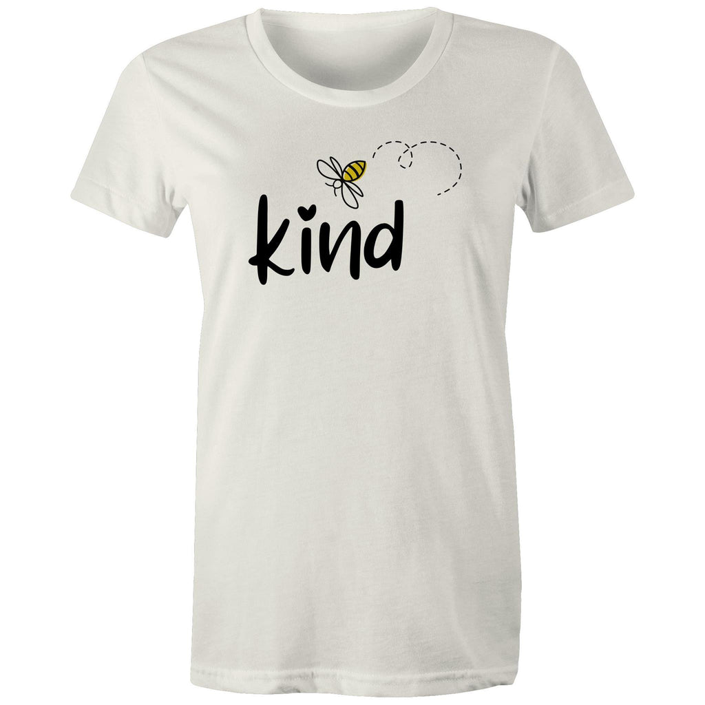 Bee Kind - Womens T-shirt Natural Womens T-shirt Kindness Printed In Australia