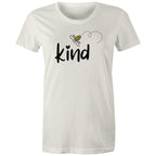 Bee Kind - Womens T-shirt Natural Womens T-shirt Kindness Printed In Australia