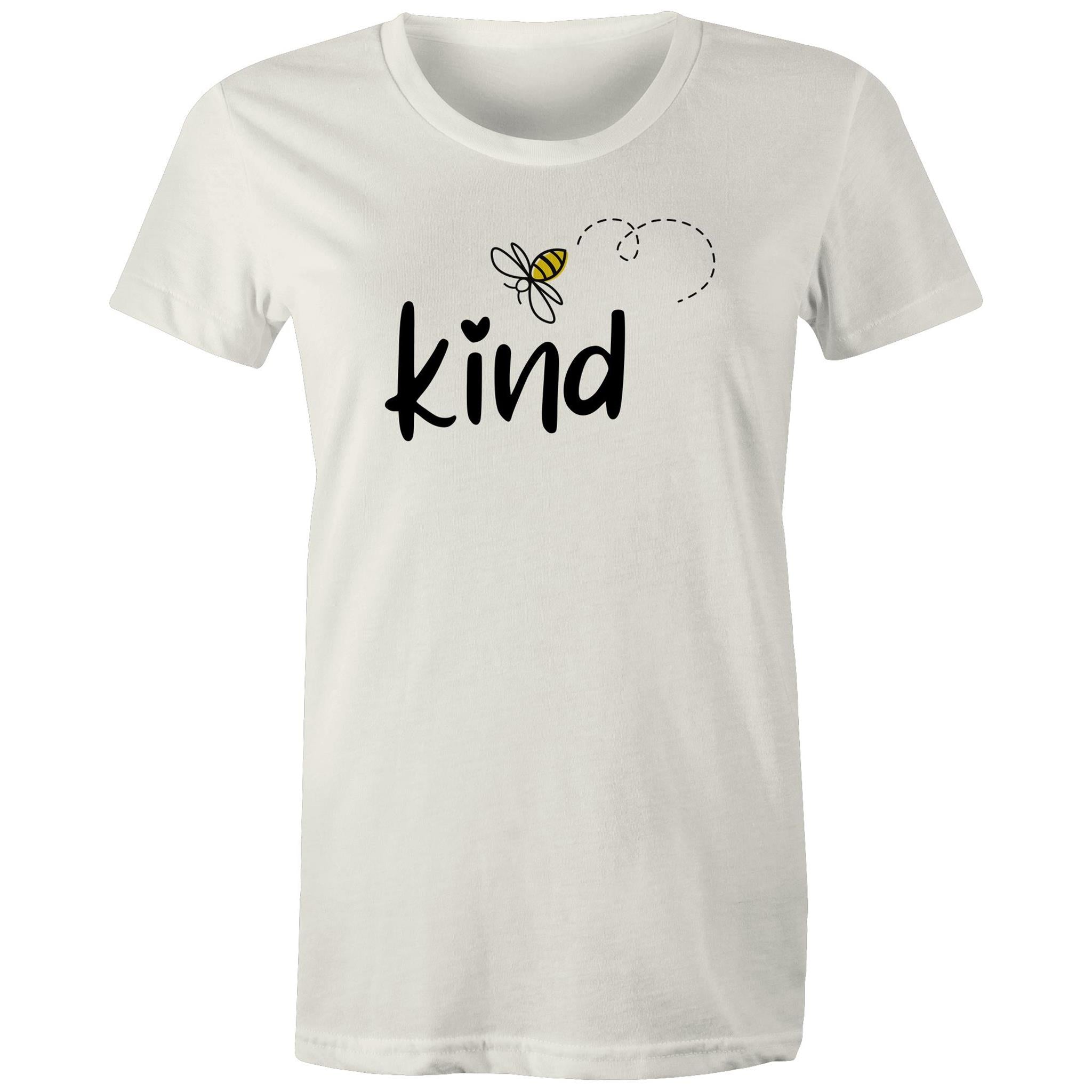 Bee Kind - Womens T-shirt Natural Womens T-shirt Kindness Printed In Australia