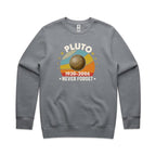 Never Forget Pluto - AS Colour Stencil Crew Sweatshirt Gravel Sweatshirt Printed In Australia Space