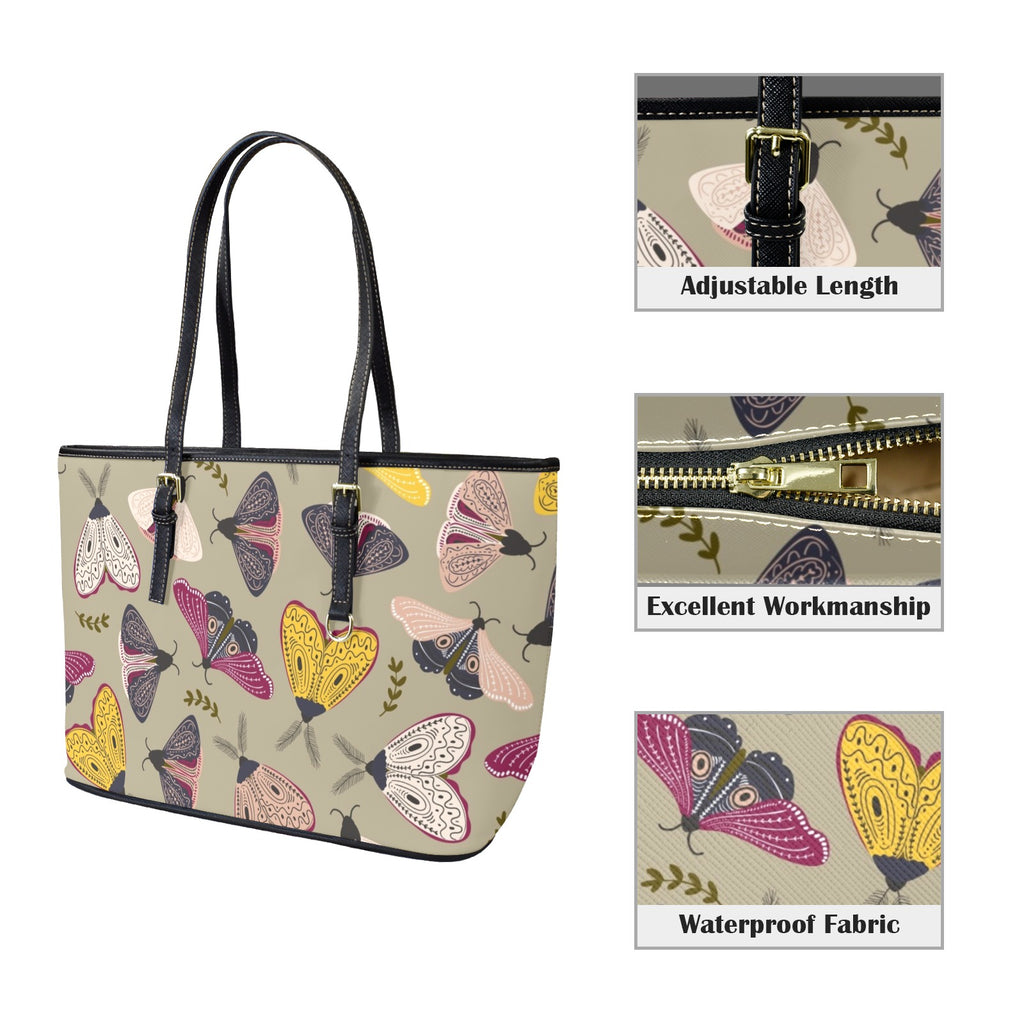 Pretty Moths PU Leather Tote Bag Large